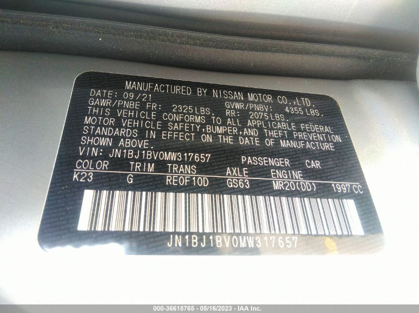 2021 NISSAN ROGUE SPORT SV - JN1BJ1BV0MW317657