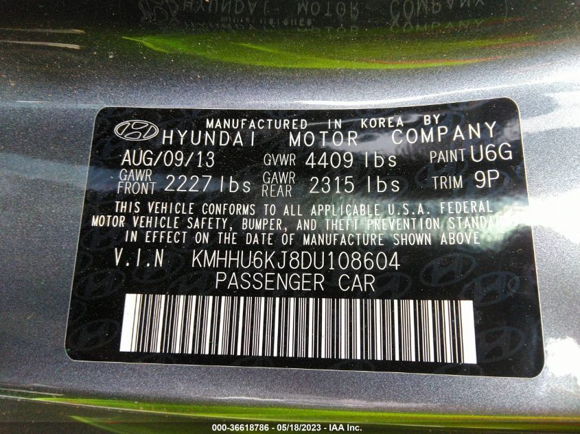 2013 HYUNDAI GENESIS COUPE 3.8 TRACK KMHHU6KJ8DU108604
