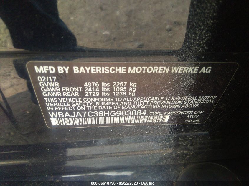 2017 BMW 5 SERIES 530I XDRIVE - WBAJA7C38HG903884