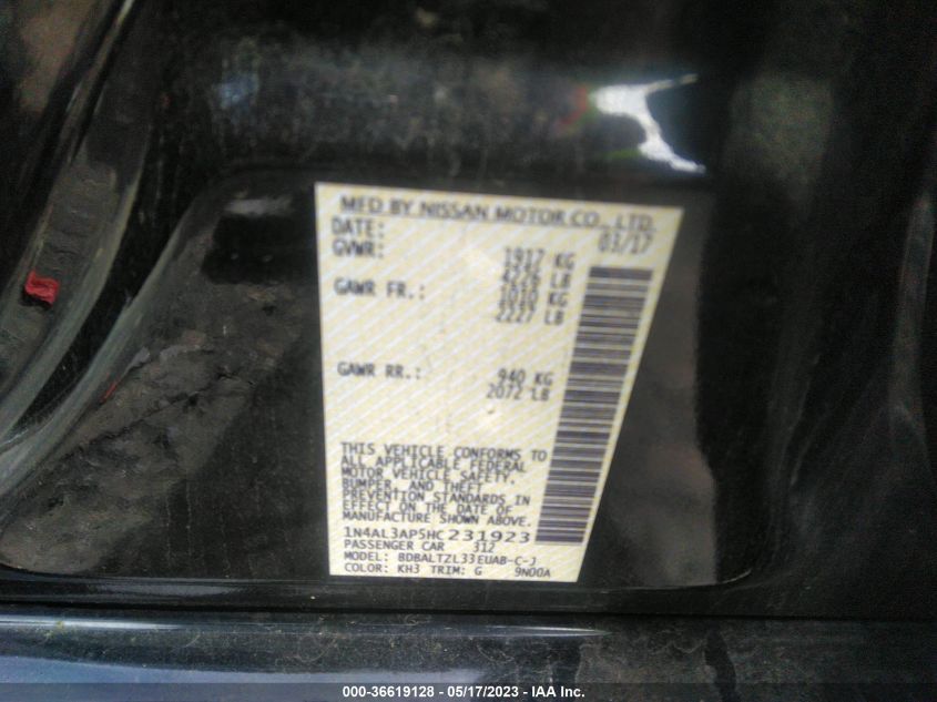 2017 NISSAN ALTIMA 2.5 SL - 1N4AL3AP5HC231923