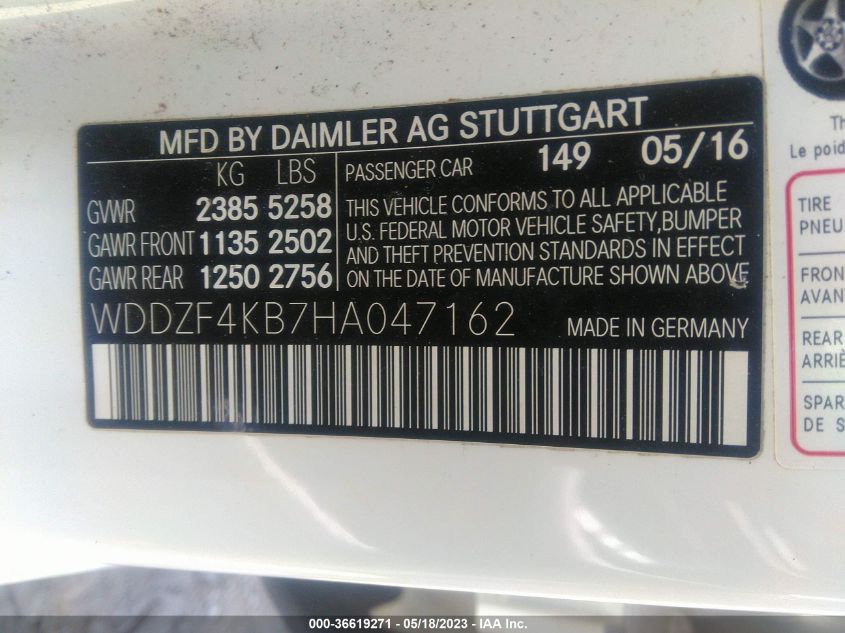2017 MERCEDES-BENZ E-CLASS E 300 - WDDZF4KB7HA047162