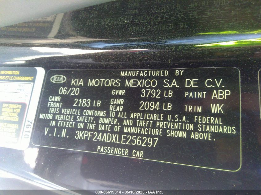 2020 KIA FORTE LXS - 3KPF24ADXLE256297
