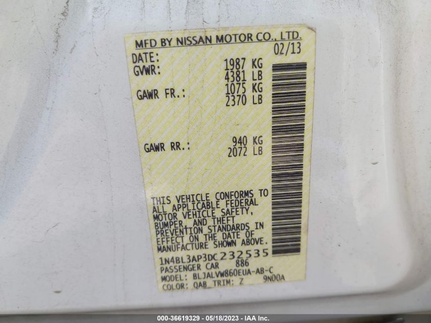 2013 NISSAN ALTIMA 3.5 SL - 1N4BL3AP3DC232535