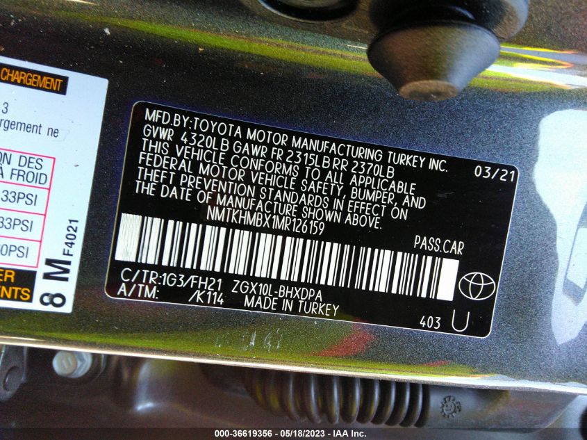 2021 TOYOTA C-HR LE/XLE/LIMITED/NIGHTSHADE - NMTKHMBX1MR126159