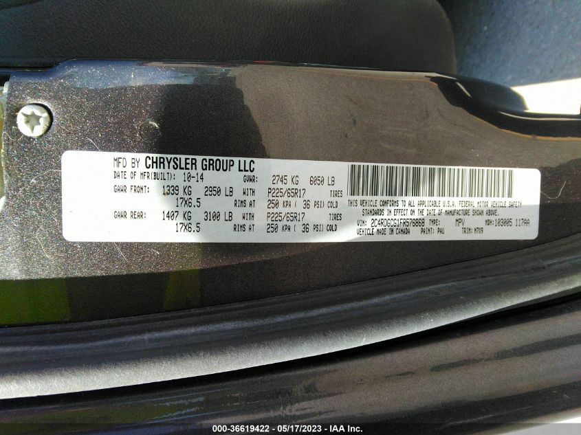 2015 DODGE GRAND CARAVAN SXT - 2C4RDGCG1FR576868