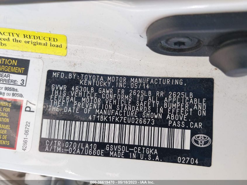 2014 TOYOTA CAMRY SE/XLE - 4T1BK1FK7EU026673