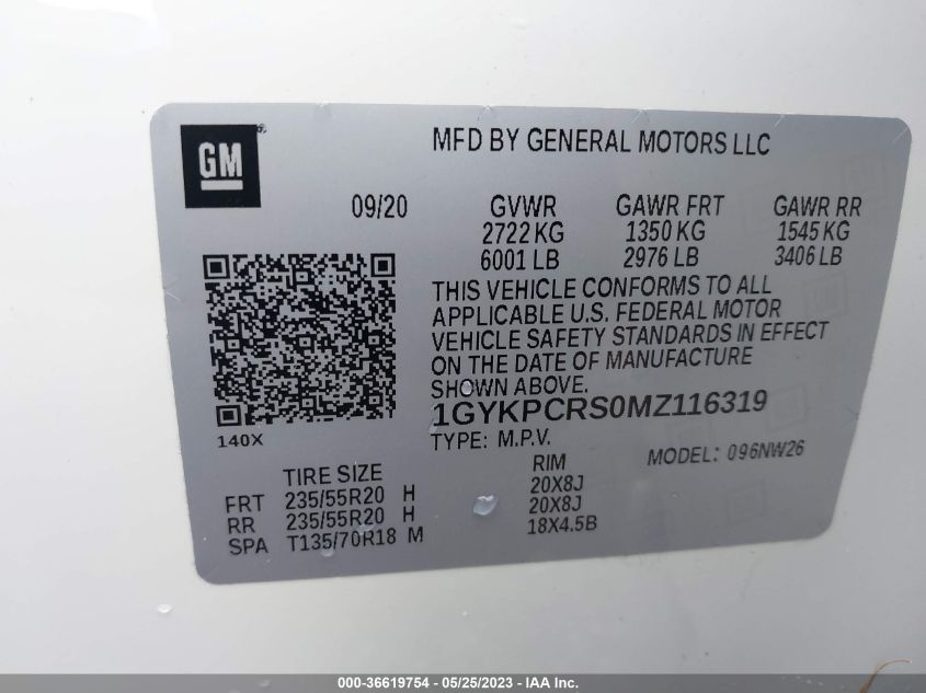 2021 CADILLAC XT6 PREMIUM LUXURY - 1GYKPCRS0MZ116319