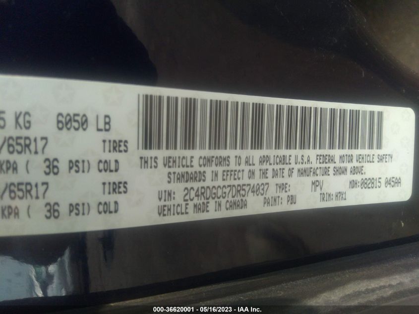 2013 DODGE GRAND CARAVAN SXT - 2C4RDGCG7DR574037