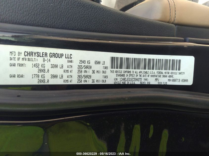 2014 DODGE DURANGO CITADEL - 1C4RDJEG1EC594272