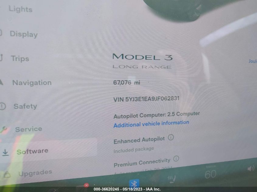 2018 TESLA MODEL 3 RANGE BATTERY - 5YJ3E1EA9JF062831