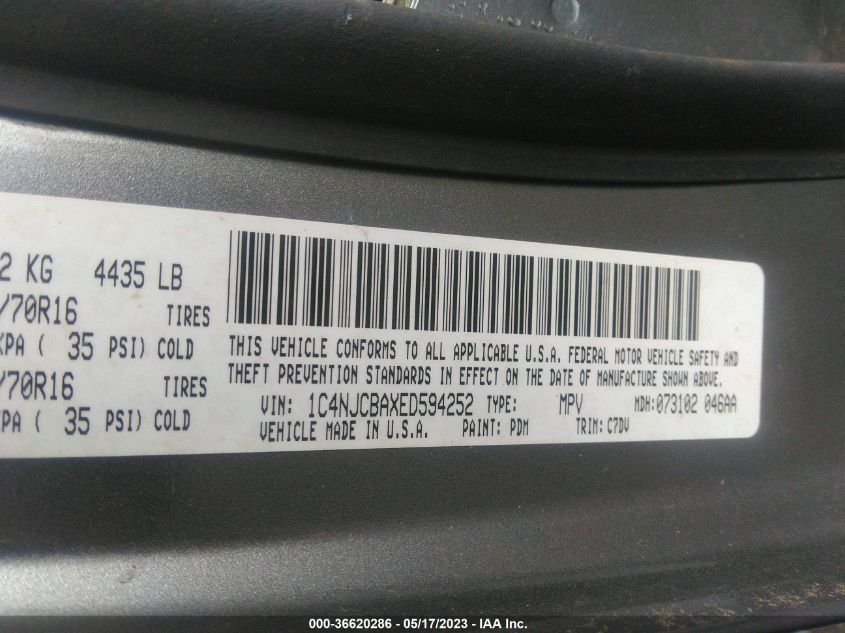 2014 JEEP COMPASS SPORT - 1C4NJCBAXED594252