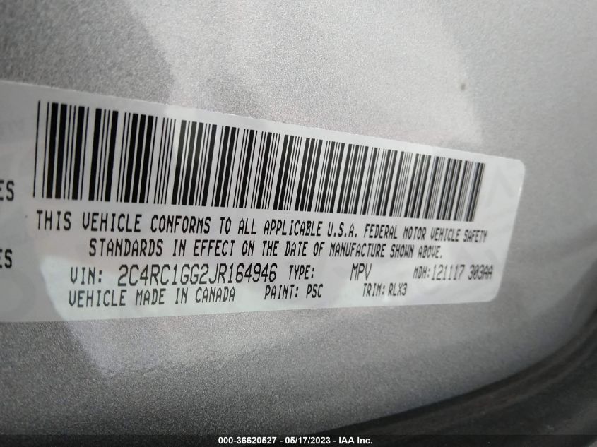 2018 CHRYSLER PACIFICA LIMITED - 2C4RC1GG2JR164946