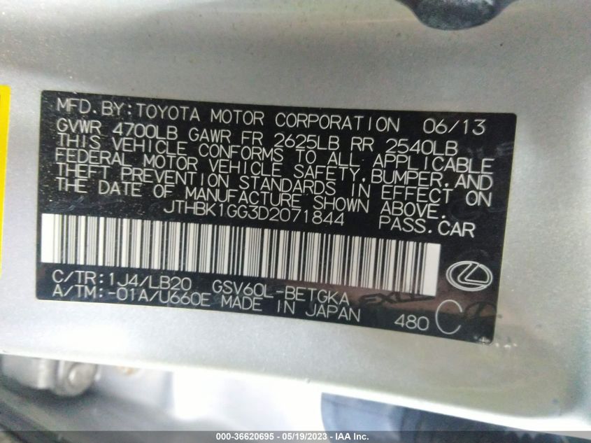 2013 LEXUS ES 350 4DR SDN - JTHBK1GG3D2071844
