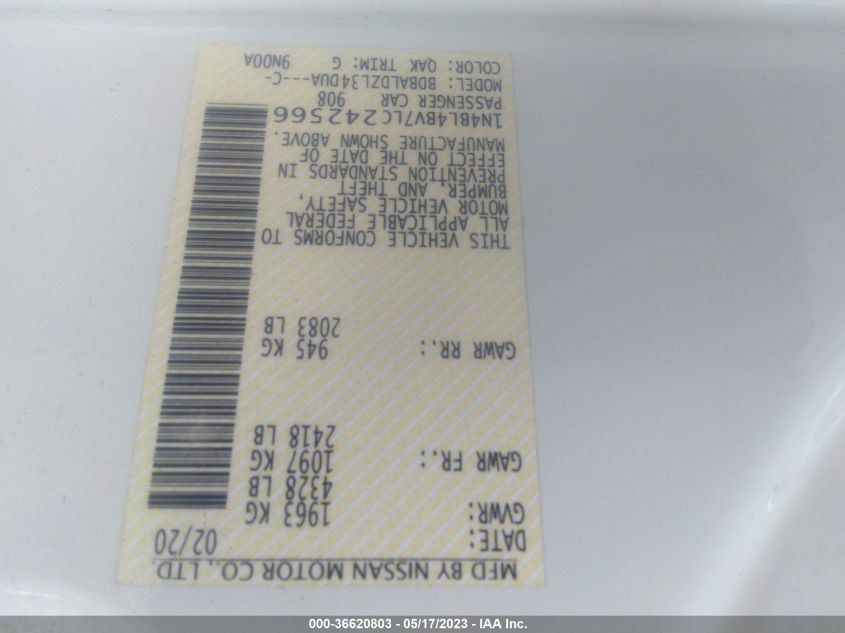 2020 NISSAN ALTIMA 2.5 S - 1N4BL4BV7LC242566