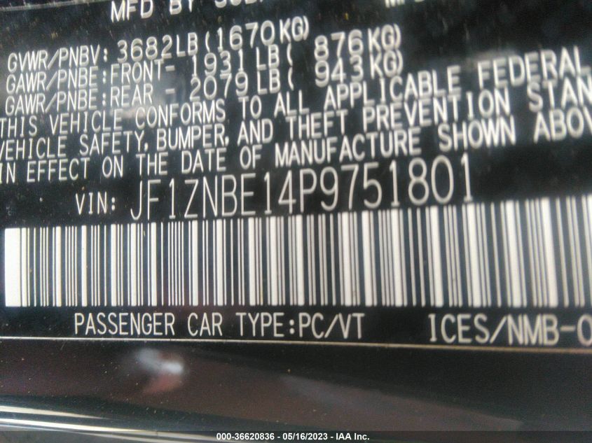 2023 TOYOTA GR86 PREMIUM JF1ZNBE14P9751801