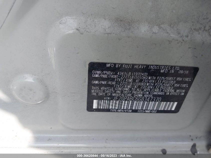2016 SUBARU CROSSTREK PREMIUM - JF2GPABC6G8347370