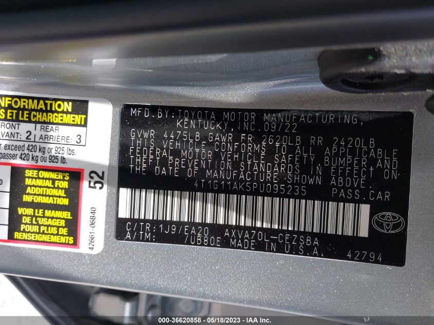 2023 TOYOTA CAMRY SE/SE NIGHTSHADE - 4T1G11AK5PU095235