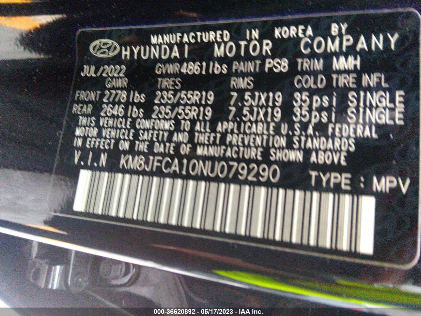 2022 HYUNDAI TUCSON HYBRID SEL CONVENIENCE - KM8JFCA10NU079290