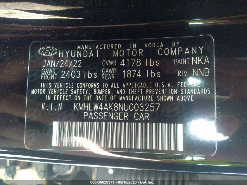 2022 HYUNDAI ELANTRA N KMHLW4AK8NU003257