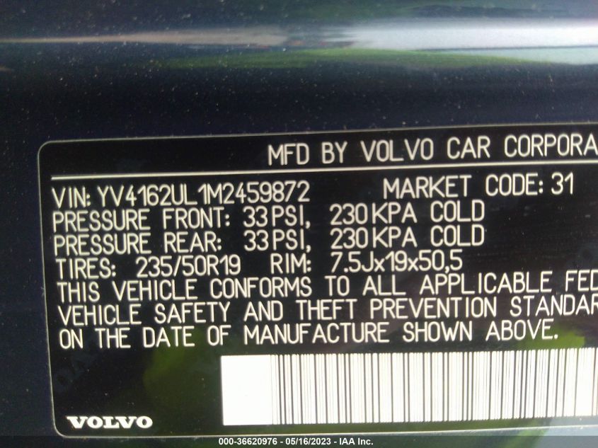 2021 VOLVO XC40 INSCRIPTION YV4162UL1M2459872