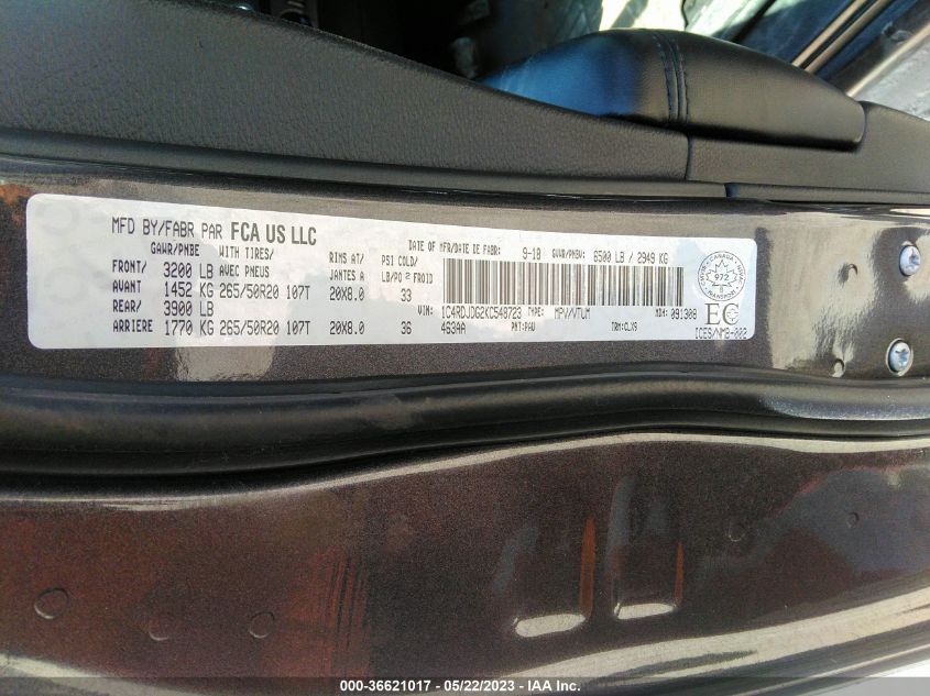 2019 DODGE DURANGO GT - 1C4RDJDG2KC548723