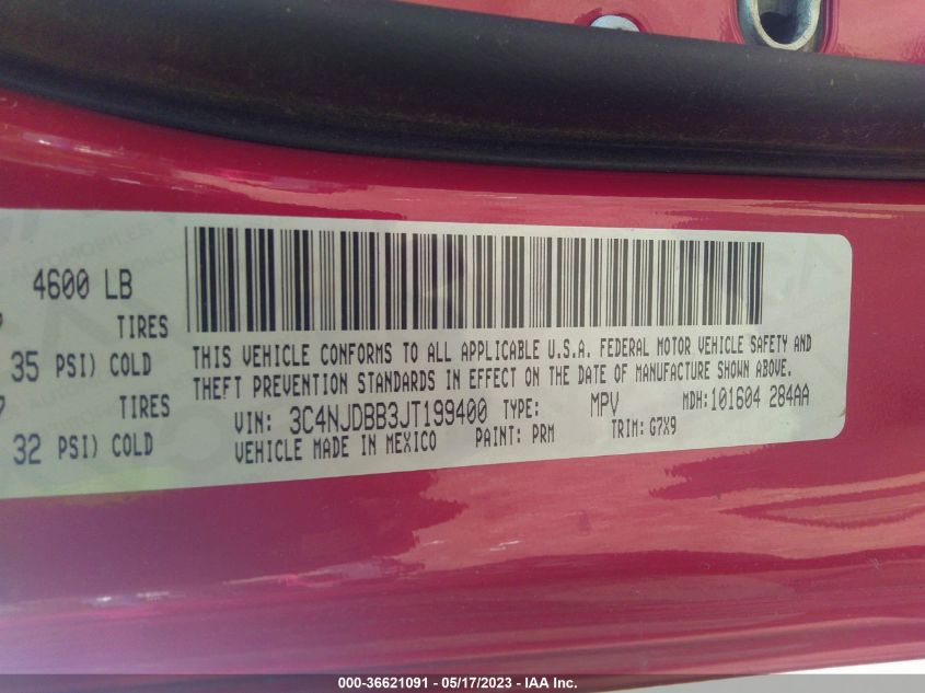 2018 JEEP COMPASS LATITUDE - 3C4NJDBB3JT199400