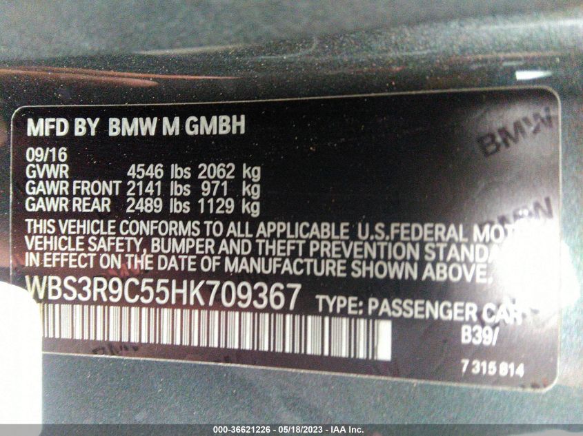 2017 BMW M4 - WBS3R9C55HK709367