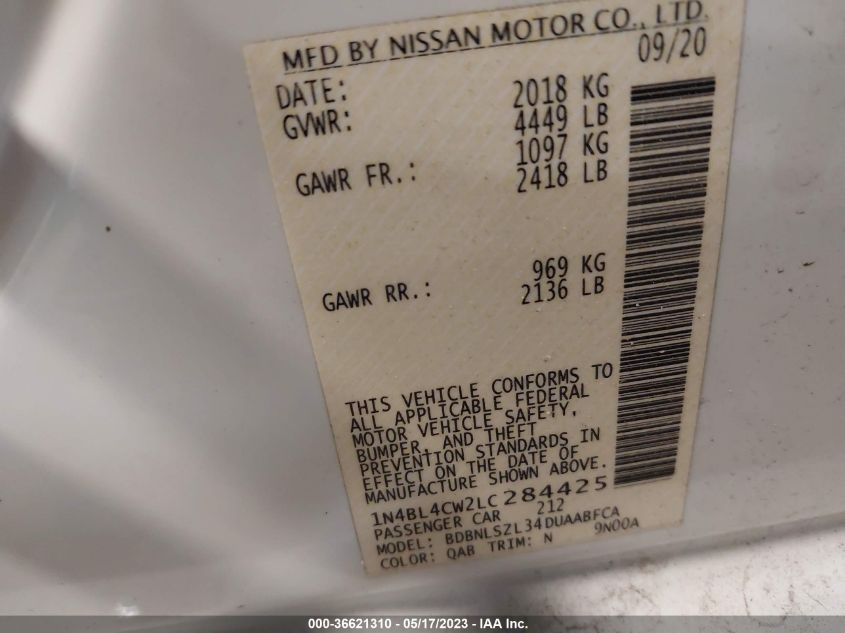 2020 NISSAN ALTIMA 2.5 SR - 1N4BL4CW2LC284425