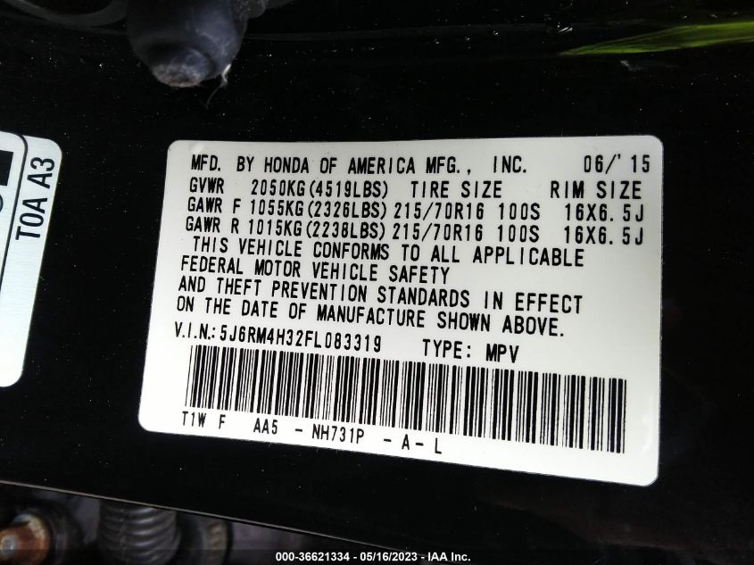 2015 HONDA CR-V LX - 5J6RM4H32FL083319