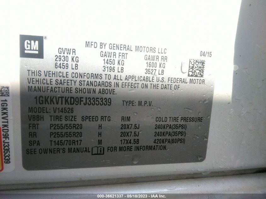2015 GMC ACADIA DENALI - 1GKKVTKD9FJ335339