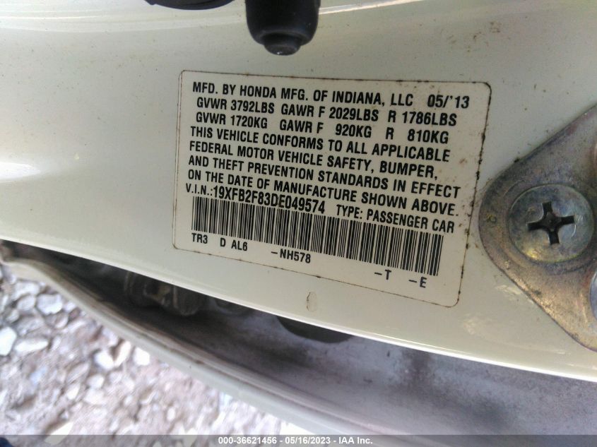 2013 HONDA CIVIC SDN EX - 19XFB2F83DE049574