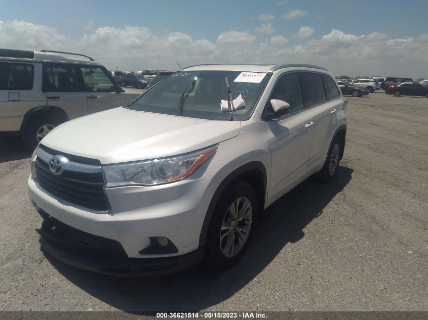 2015 TOYOTA HIGHLANDER XLE - 5TDJKRFH4FS134483