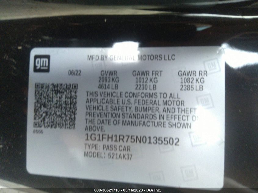 2022 CHEVROLET CAMARO 2SS - 1G1FH1R75N0135502