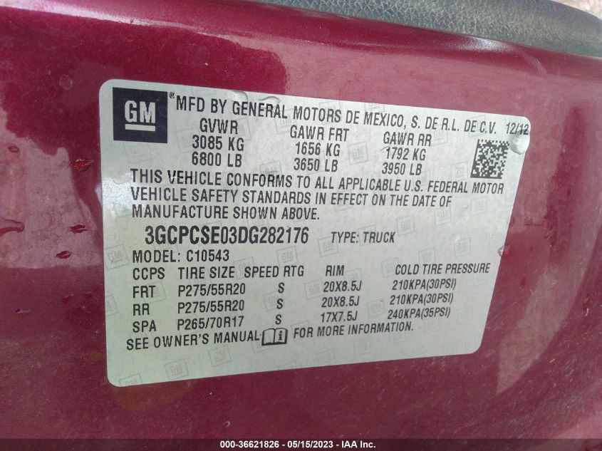 2013 CHEVROLET SILVERADO 1500 LT - 3GCPCSE03DG282176