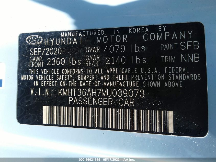2021 HYUNDAI VELOSTER N KMHT36AH7MU009073
