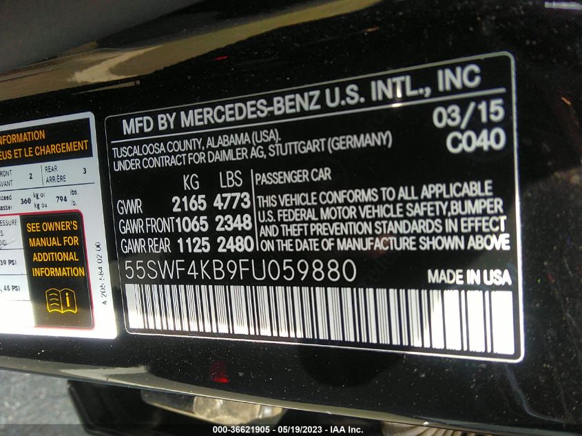 2015 MERCEDES-BENZ C-CLASS C 300 - 55SWF4KB9FU059880