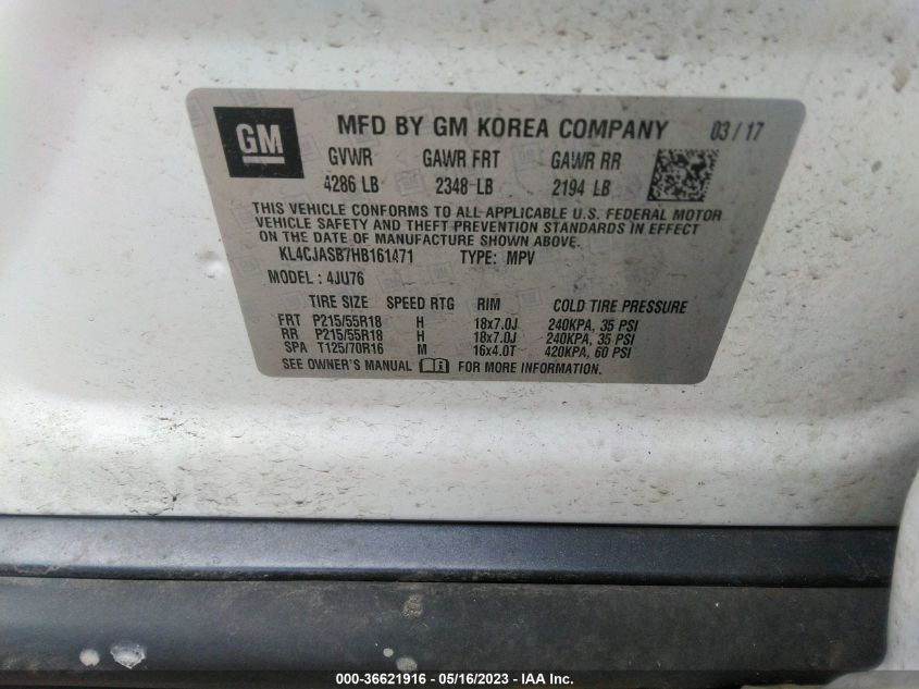 2017 BUICK ENCORE PREFERRED - KL4CJASB7HB161471