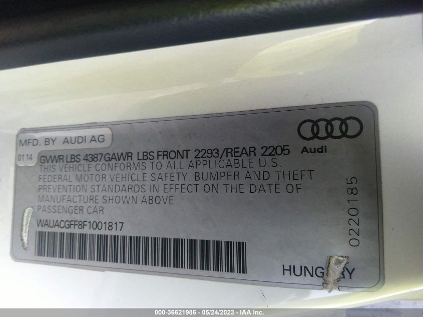 2015 AUDI A3 1.8T PREMIUM - WAUACGFF8F1001817