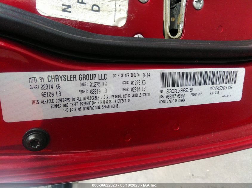 2014 CHRYSLER 300 300C - 2C3CCAEG4EH358158