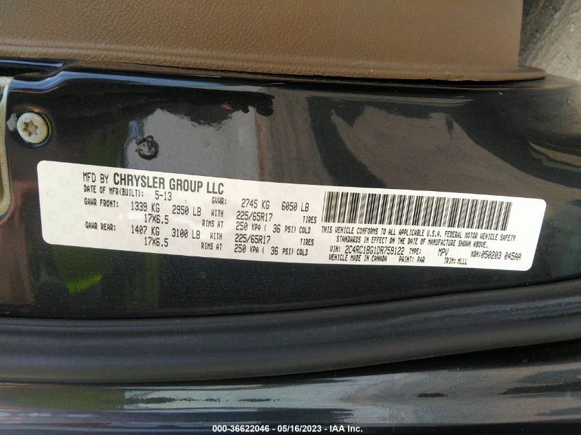 2013 CHRYSLER TOWN & COUNTRY TOURING - 2C4RC1BG1DR759122