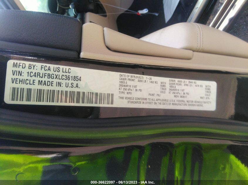 2020 JEEP GRAND CHEROKEE LIMITED - 1C4RJFBGXLC361854