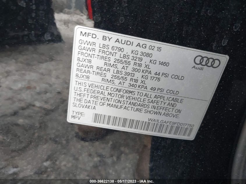 2015 AUDI Q7 3.0T PREMIUM PLUS - WA1LGAFE9FD017750