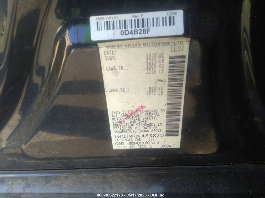 2013 NISSAN ALTIMA 2.5 SV - 1N4AL3AP7DN483820