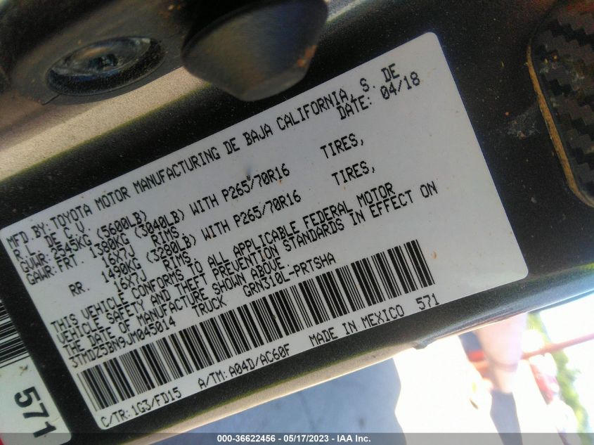 2018 TOYOTA TACOMA TRD SPORT - 3TMDZ5BN9JM045014