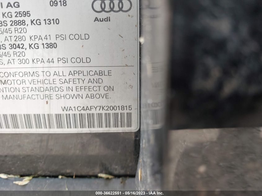 2019 AUDI SQ5 PRESTIGE WA1C4AFY7K2001815
