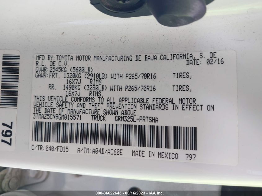 2016 TOYOTA TACOMA SR5/TRD SPORT - 3TMAZ5CN9GM015571