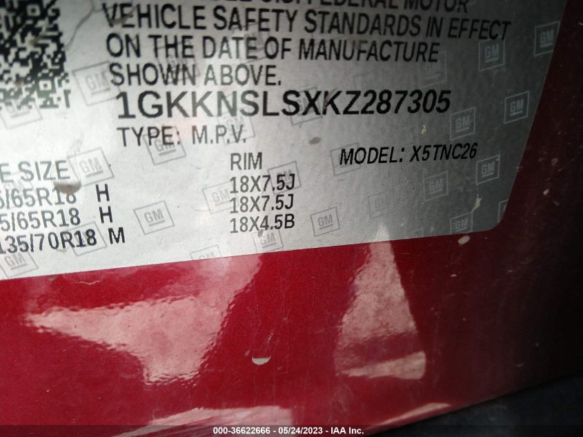 2019 GMC ACADIA SLE - 1GKKNSLSXKZ287305