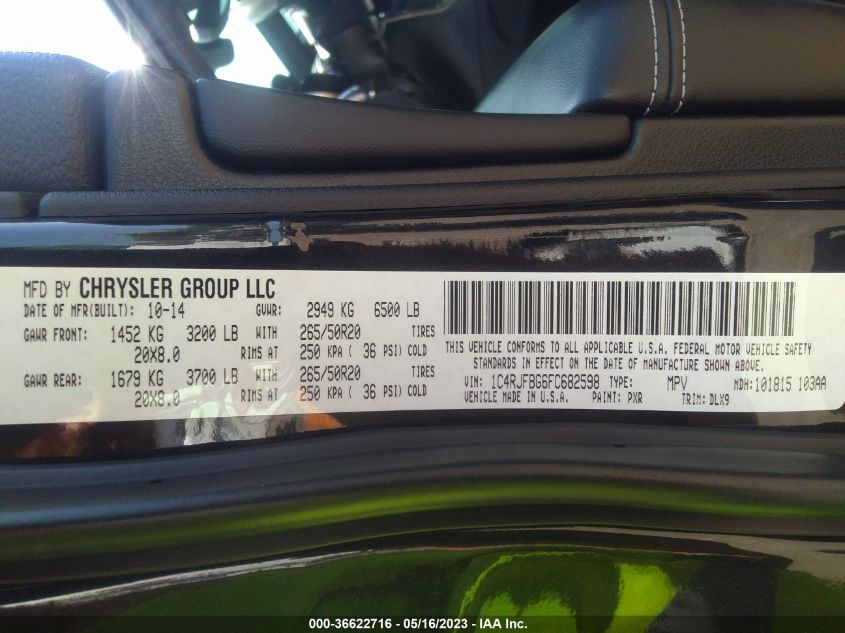 2015 JEEP GRAND CHEROKEE LIMITED - 1C4RJFBG6FC682598