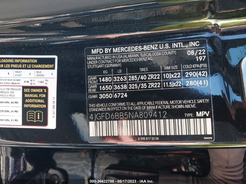 2022 MERCEDES-BENZ GLE AMG GLE 53 - 4JGFD6BB5NA809412