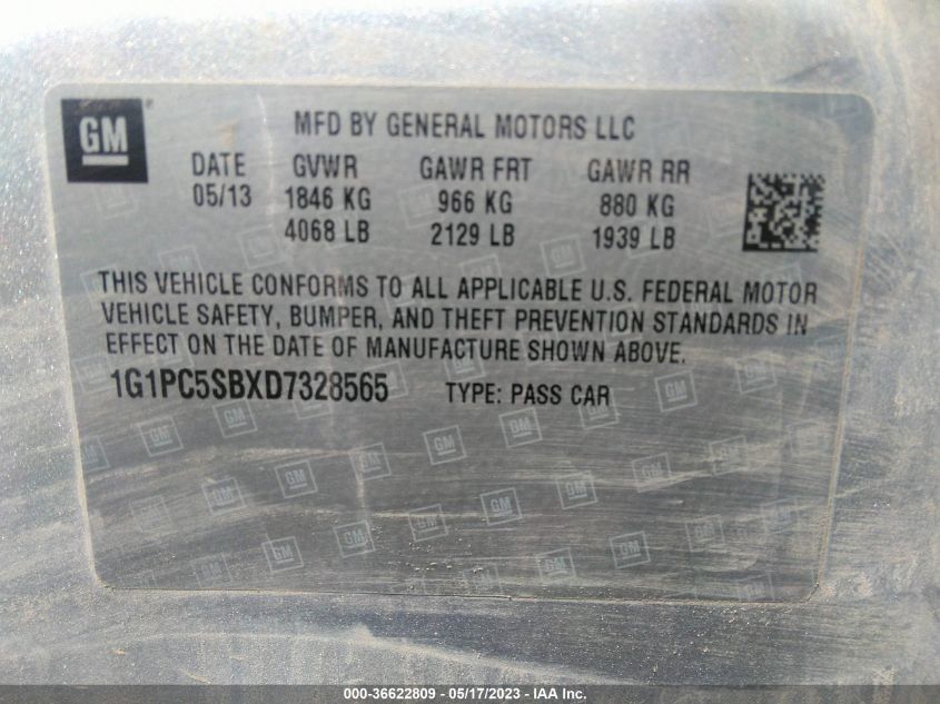 2013 CHEVROLET CRUZE 1LT - 1G1PC5SBXD7328565